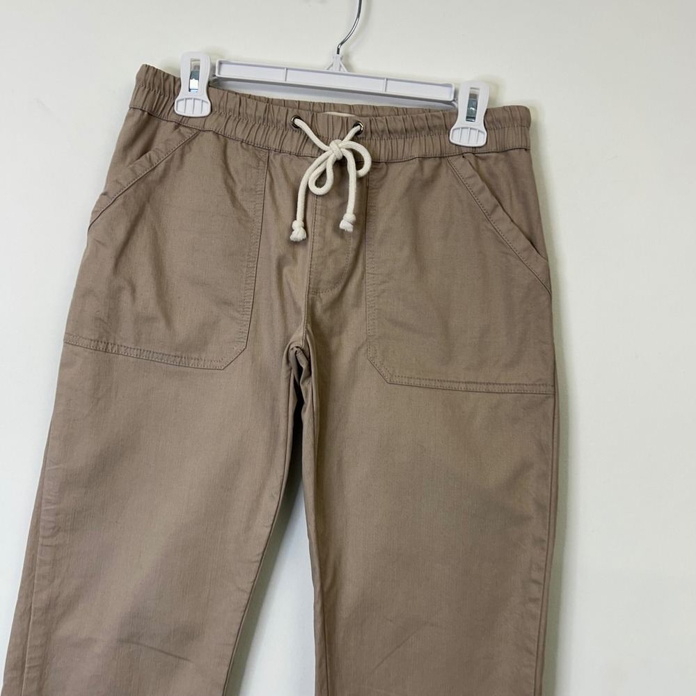 Pact Organic Woven Khaki Roll Cuff Pants Women's Small Tan - Picture 10 of 10